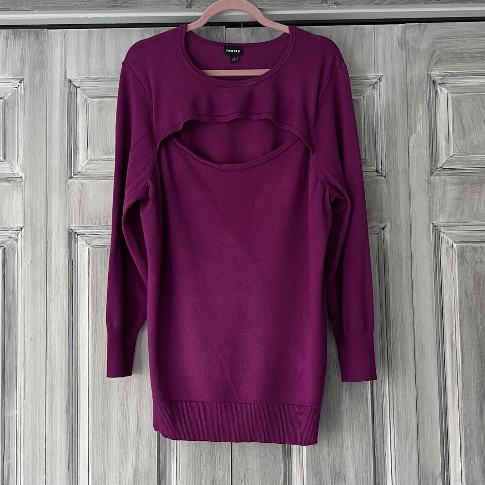 Torrid Plum Peek a Boo / Keyhole Pullover Sweater Size 3 Womens